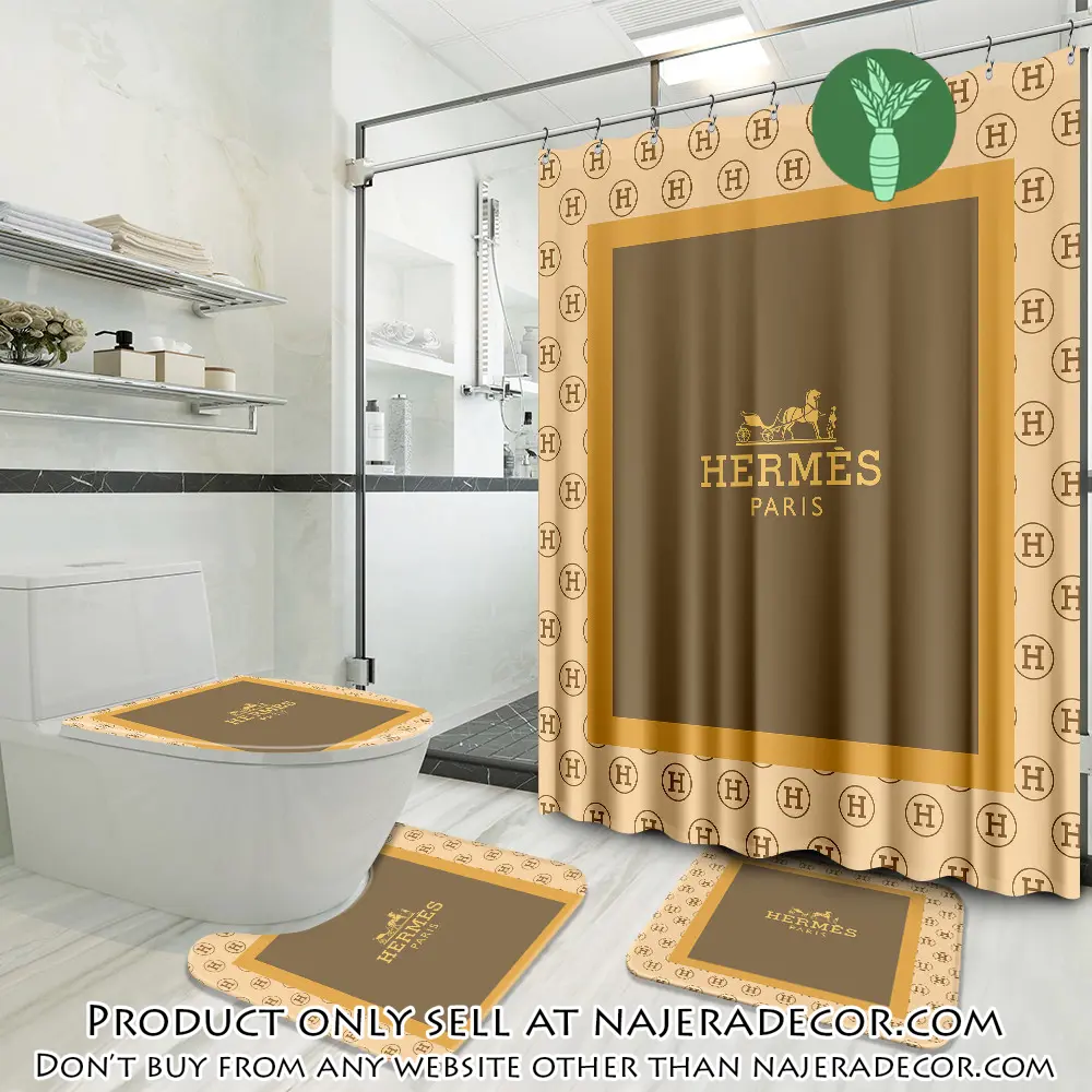 Hermes luxury brand preium bathroom set with shower curtain njr1826401